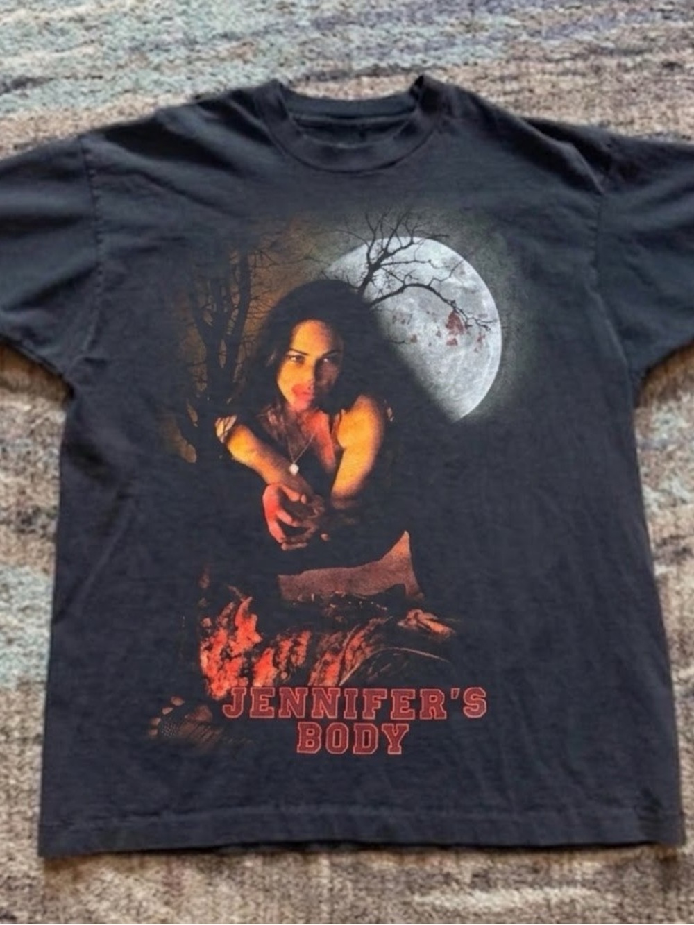 Gildan Black Jennifer's Body Graphic Long Sleeve Tee with Red Accents